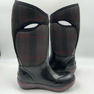 BOG Plimsoll Women’s Size 6 Prince of Wales Boots. Tall Black.